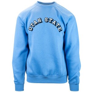 Utah state stitch lettering light blue unisex crew sweatshirt